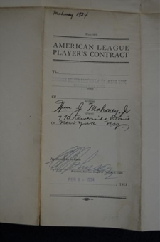 1924 Bill Mahoney New York Yankee Player Contract Signed by Ed Barrow and Jacob Ruppert
